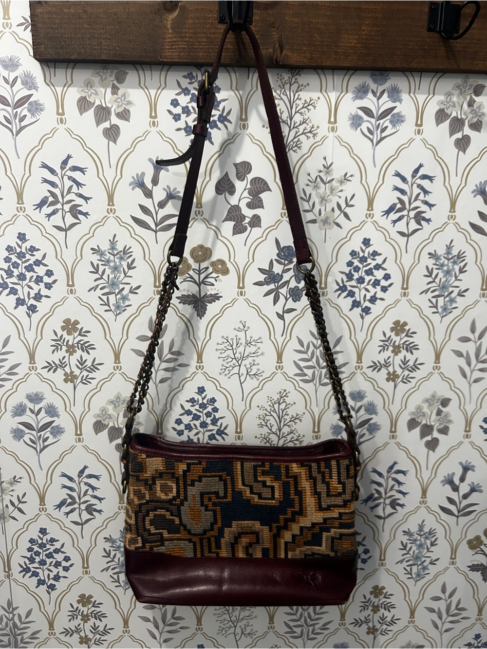 Patricia Nash Burgundy Salvina Peruvian Tapestry Crossbody